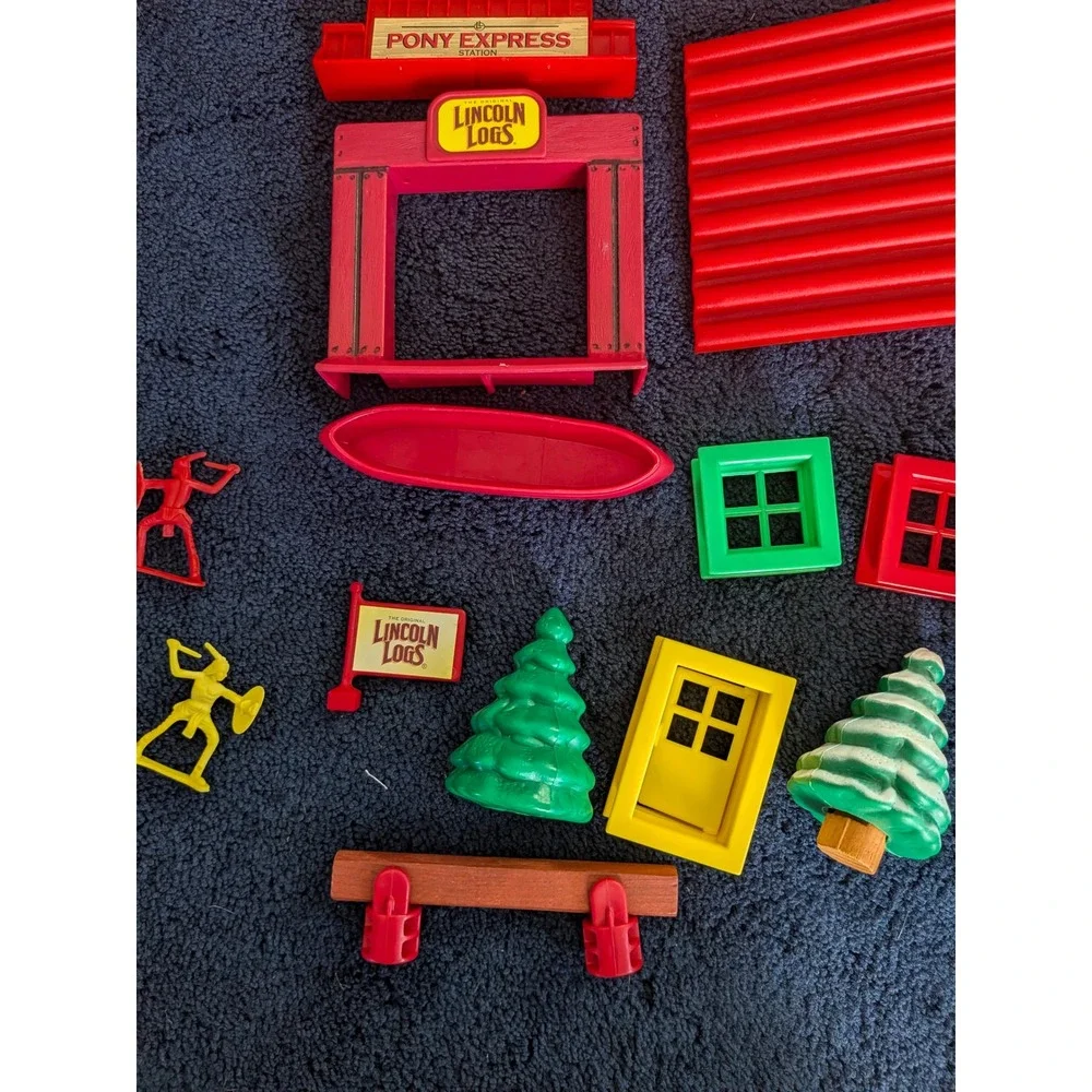 Vintage Lincoln Logs Replacement Parts Accessories Pony Express Station 15pc Lot